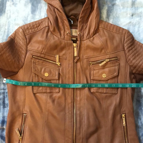 NEVER WORN MICHAEL KORS 💯 HOODED LEATHER JACKET - Picture 7 of 10